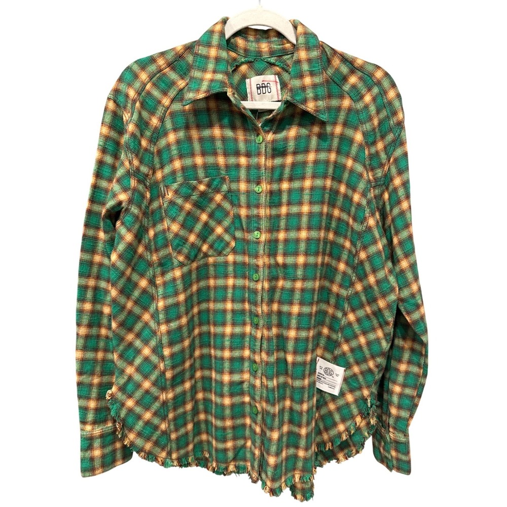 BDG Urban Outfitters Brixton Frayed Hemline Plaid Flannel Shirt SP Grunge New - Picture 3 of 7